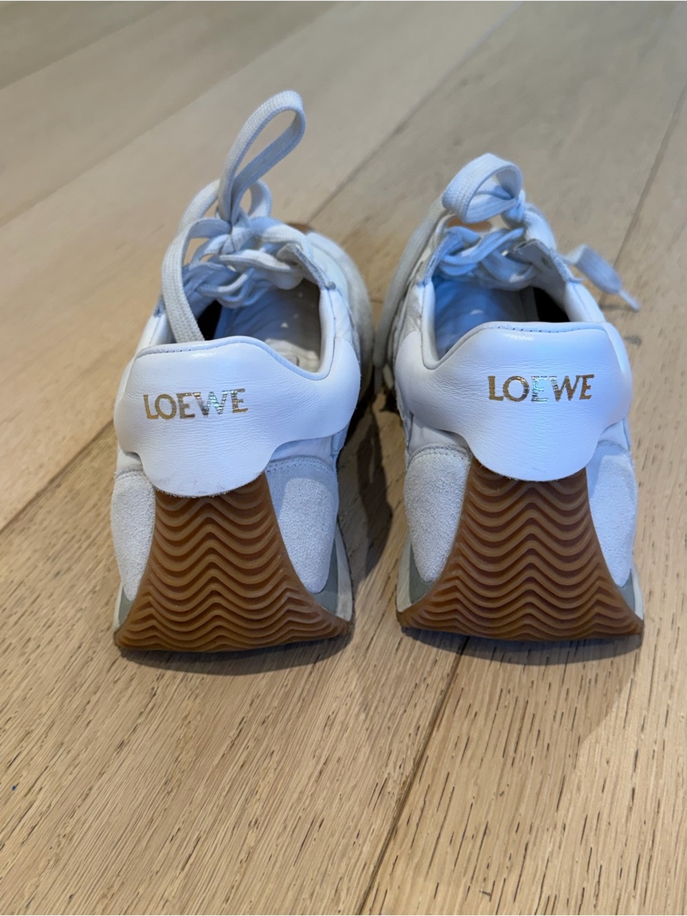 Loewe Cream Suede & Gum Rubber Low-Top Sneakers - Picture 2 of 5